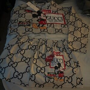Gucci Mickey Mouse Logo Top and Shorts Set